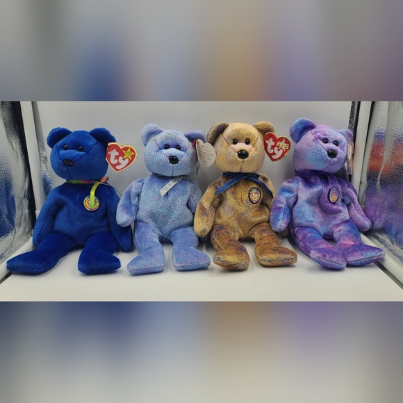 Ty beanie babies- Lot Of 4 bears!! Clubby, Clubby II, Clubby III, Clubby IV - Picture 1 of 1